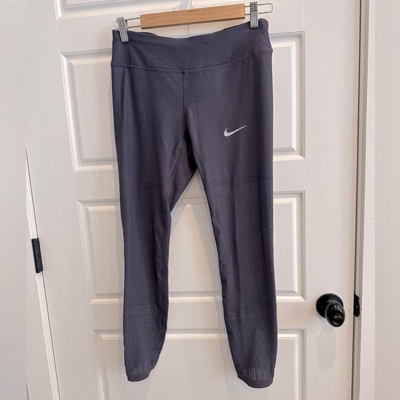 Nike Dri-Fit Perforated Crop Legging Pant Dark Purple - Picture 1 of 7